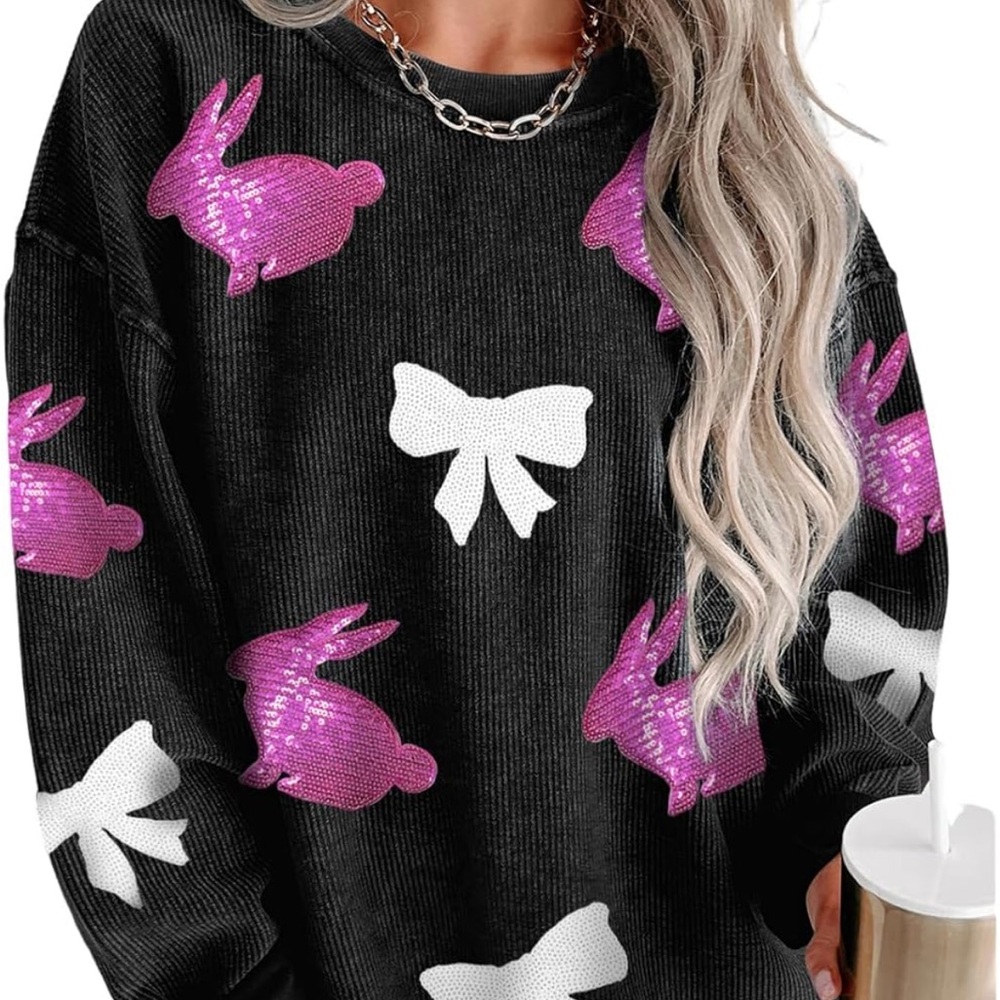 NWT Womens Crewneck Oversized Corduroy Corded Sweatshirt Long Sleeve